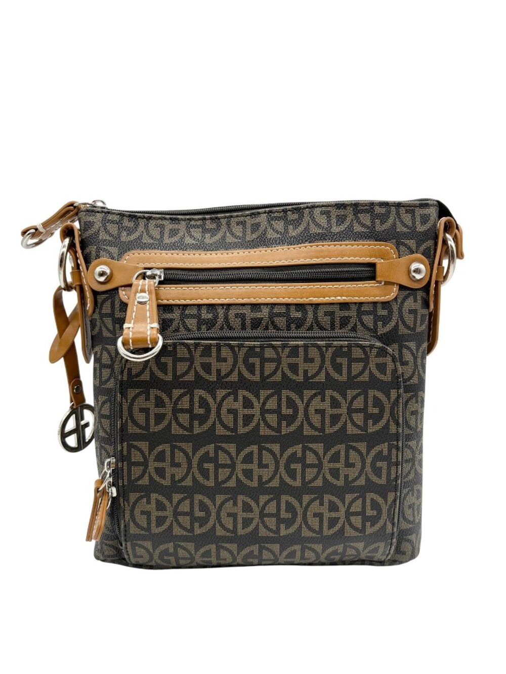Giani Bernini Brown Block Signature Crossbody Bag